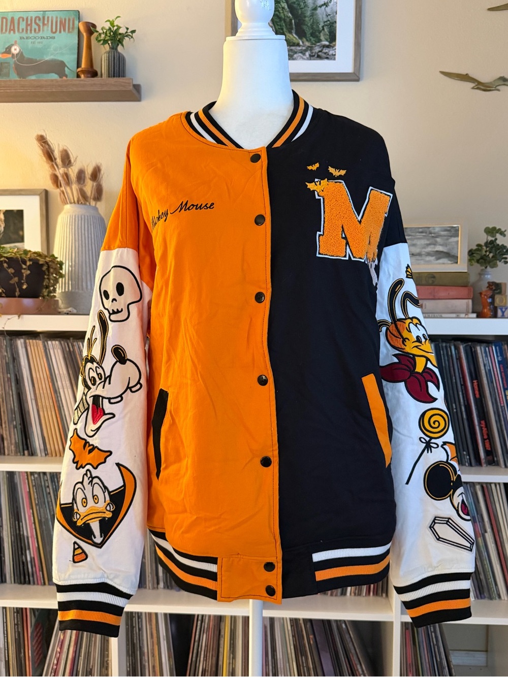 Size XL Disney Her Universe Mickey Halloween Split Oversized Varsity Jacket